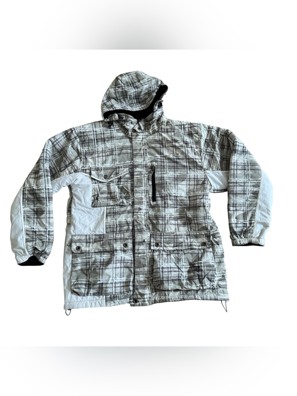 Y2K Body Glove Snow Technology Camo Plaid Hooded Snow Ski Jacket Outdoor M